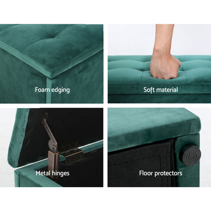 Storage Ottoman Blanket Box 140cm Velvet - Green