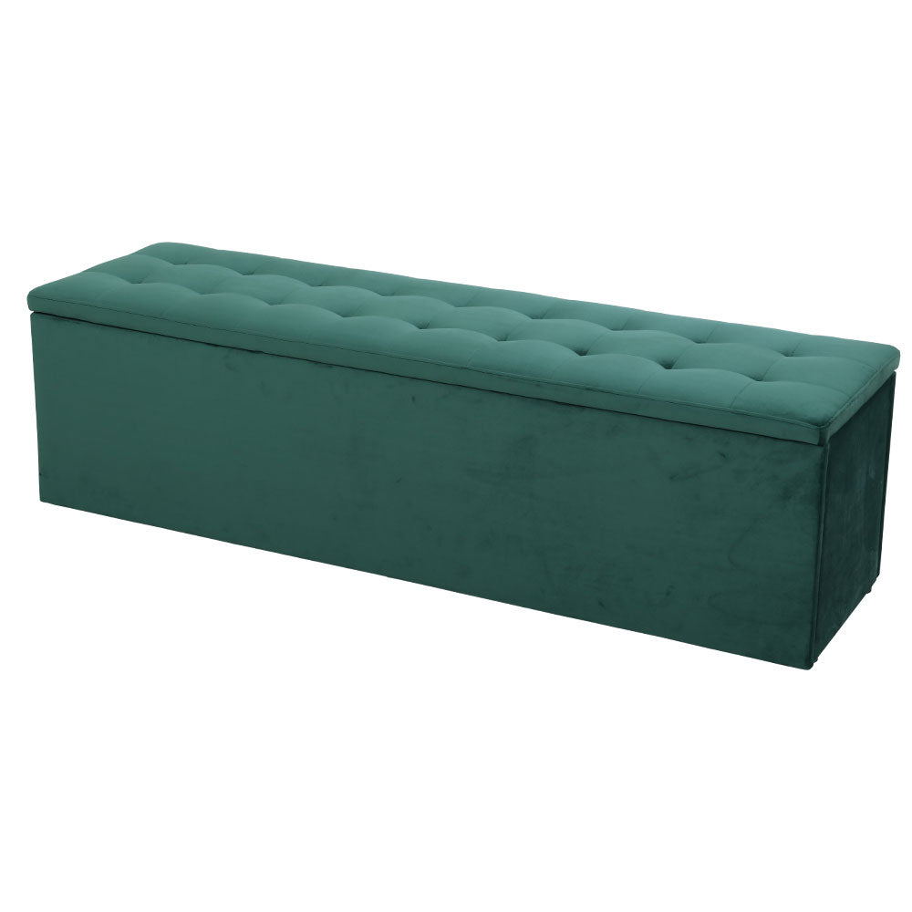 Storage Ottoman Blanket Box 140cm Velvet - Green