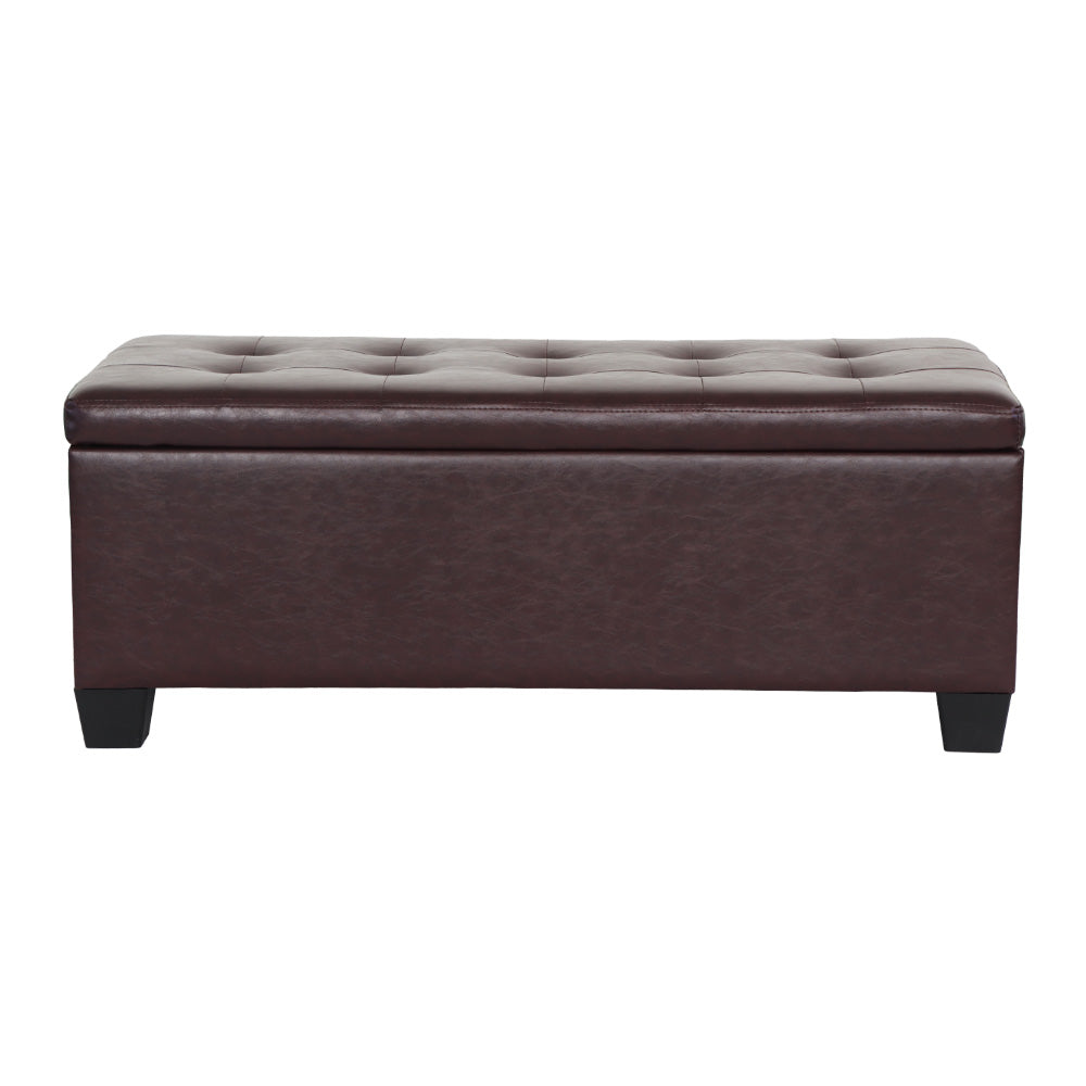 Storage Ottoman Blanket Box 97cm Leather - Brown