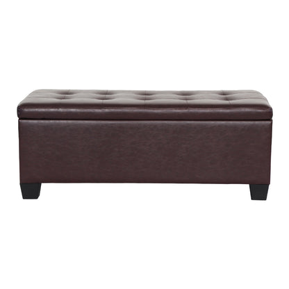 Storage Ottoman Blanket Box 97cm Leather - Brown