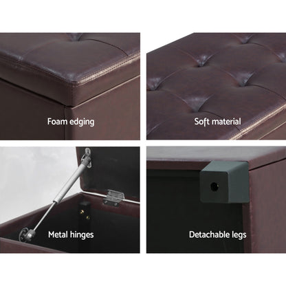 Storage Ottoman Blanket Box 97cm Leather - Brown