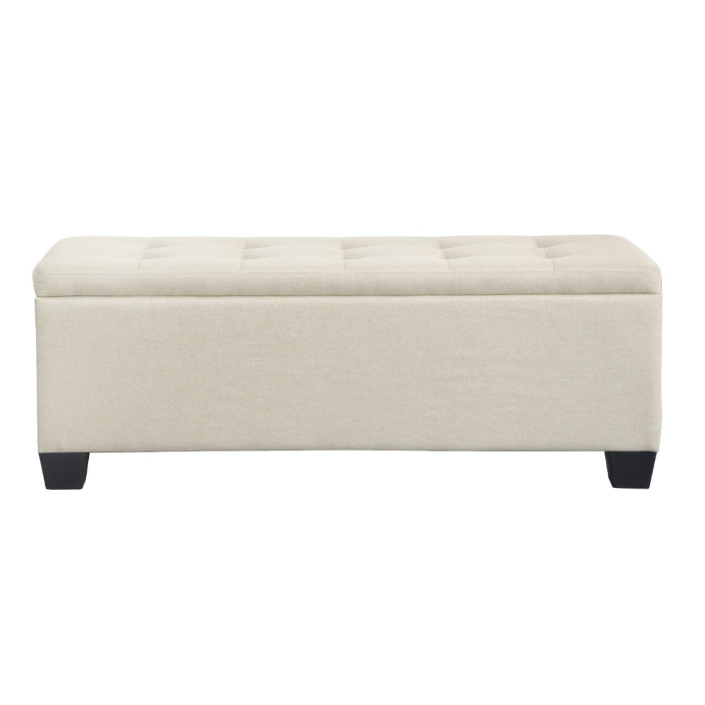 Storage Ottoman Blanket Box 97cm Linen - Beige