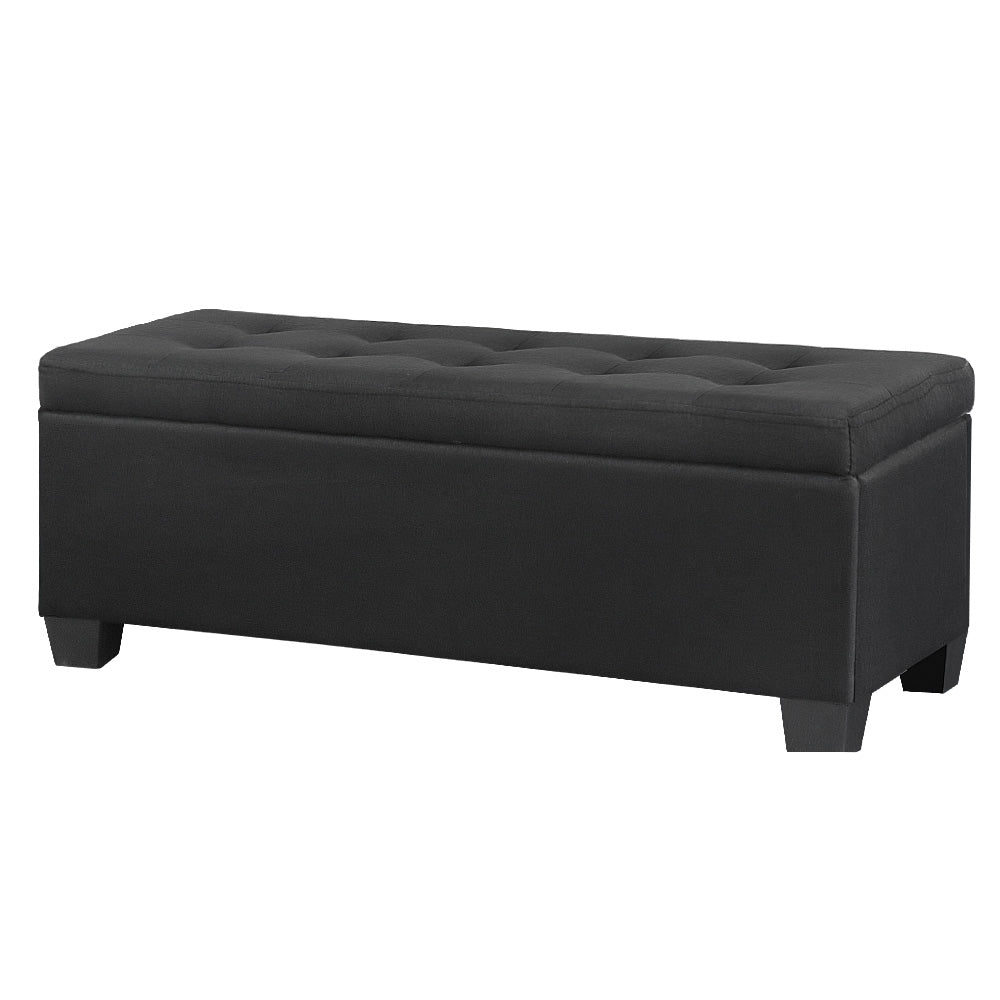 Storage Ottoman Blanket Box 97cm Linen - Black
