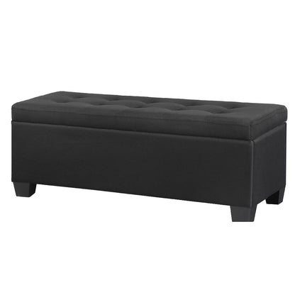 Storage Ottoman Blanket Box 97cm Linen - Black