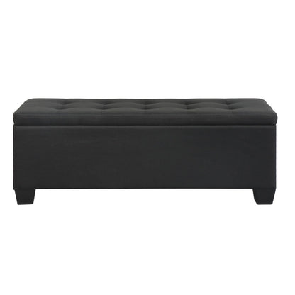 Storage Ottoman Blanket Box 97cm Linen - Black