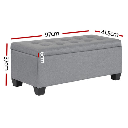 Storage Ottoman Blanket Box 97cm Linen - Grey