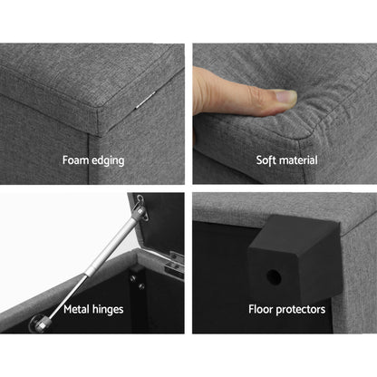 Storage Ottoman Blanket Box 97cm Linen - Grey