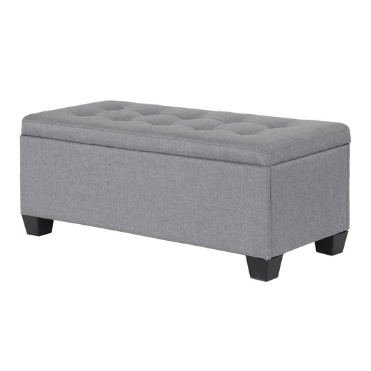 Storage Ottoman Blanket Box 97cm Linen - Grey