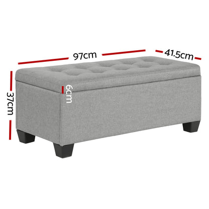 Storage Ottoman Blanket Box 97cm Linen - Light Grey
