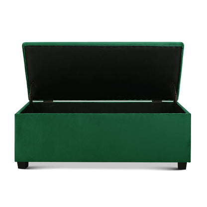 Storage Ottoman Blanket Box 97cm Velvet - Green