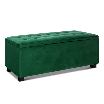 Storage Ottoman Blanket Box 97cm Velvet - Green