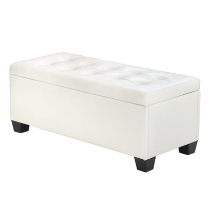 Storage Ottoman Blanket Box 97cm Leather - White