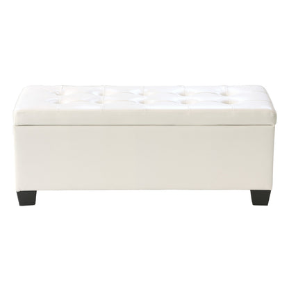 Storage Ottoman Blanket Box 97cm Leather - White