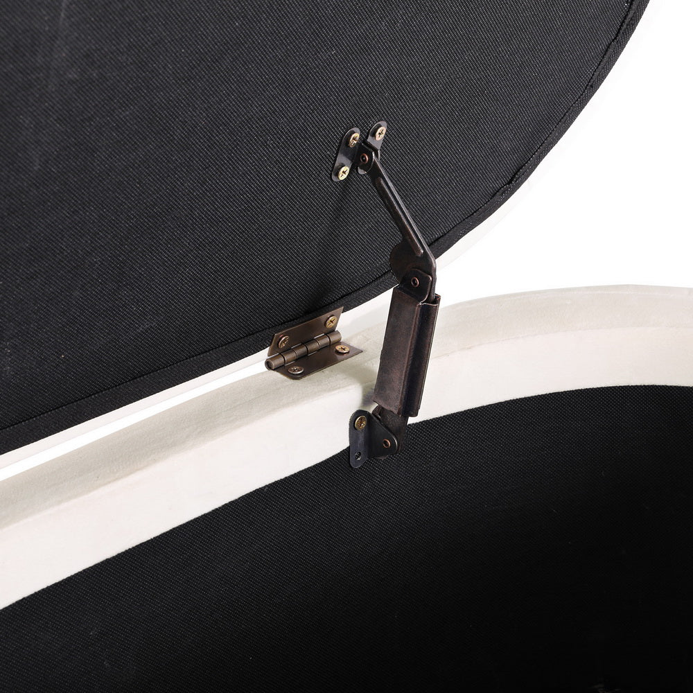 Storage Ottoman Blanket Box 87cm Velvet Oval - White