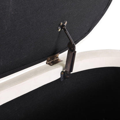 Storage Ottoman Blanket Box 87cm Velvet Oval - White