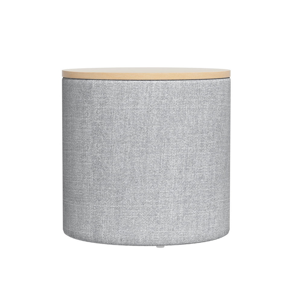Storage Ottoman Blanket Box 40cm Linen Round - Grey