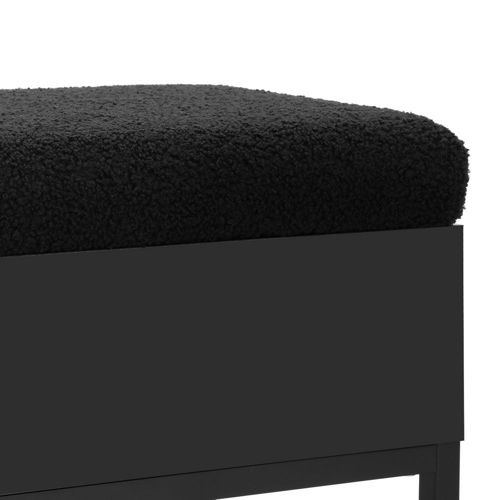 Storage Ottoman Blanket Box 110cm Boucle Shelf - Black