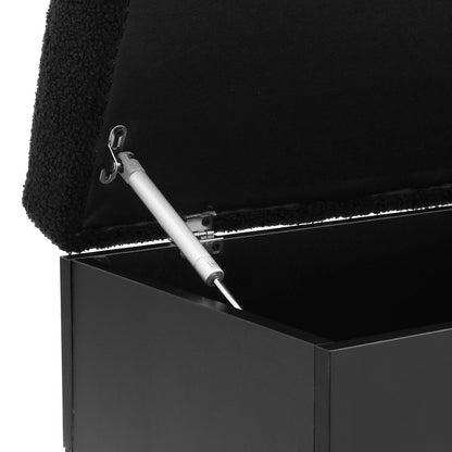 Storage Ottoman Blanket Box 110cm Boucle Shelf - Black