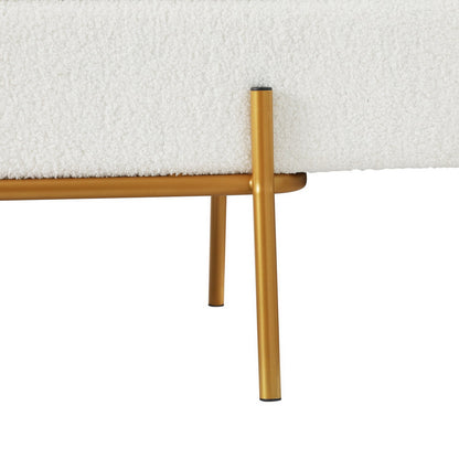 Storage Ottoman Bed 140cm Pillow Boucle Fabric - White