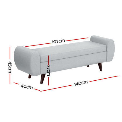 Storage Ottoman Blanket Box Armrest 140cm - Grey