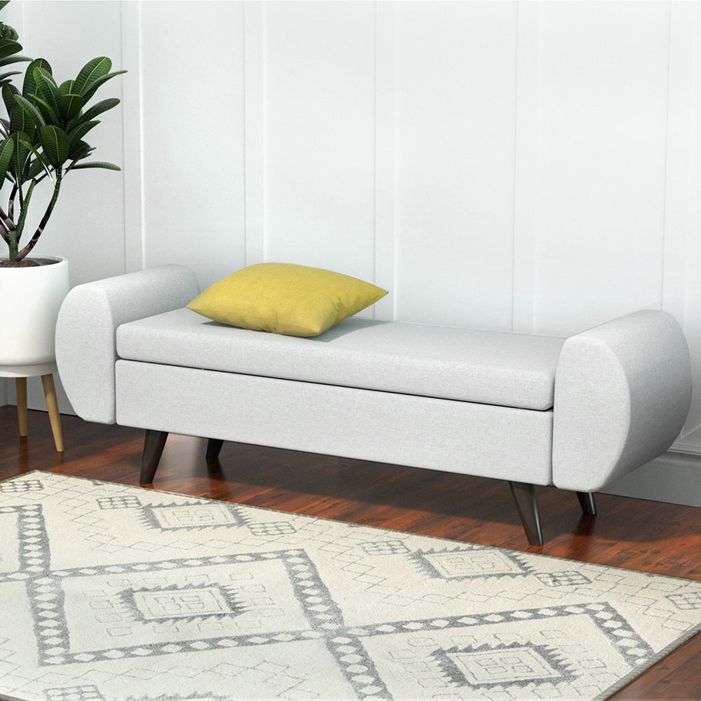 Storage Ottoman Blanket Box Armrest 140cm - Grey