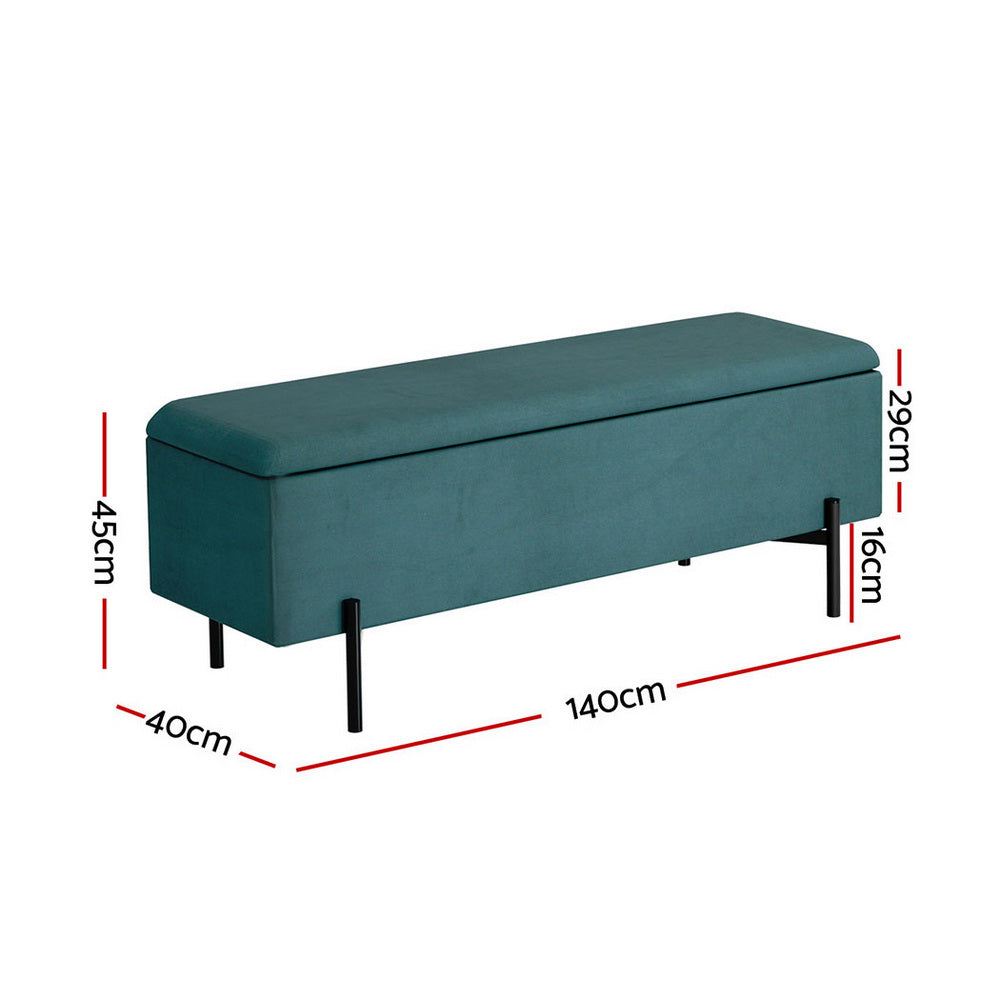 Storage Ottoman Blanket Box 140cm Velvet - Green