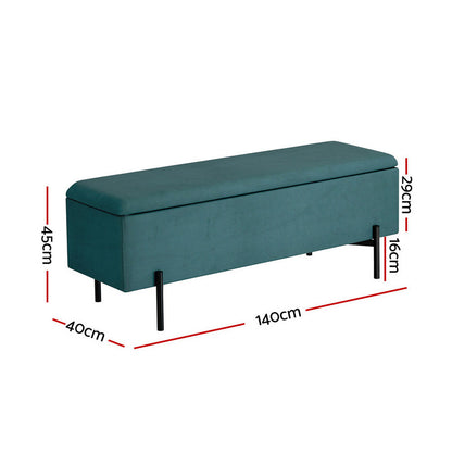 Storage Ottoman Blanket Box 140cm Velvet - Green