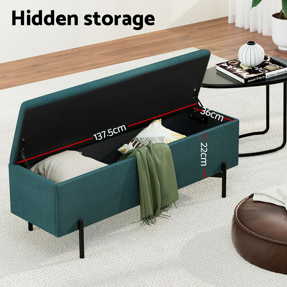 Storage Ottoman Blanket Box 140cm Velvet - Green