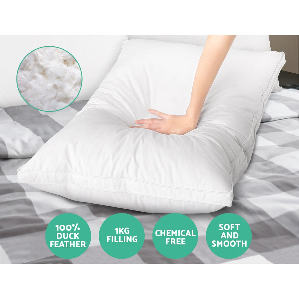 Luxury Duck Feather Down Pillow - Twin Pack