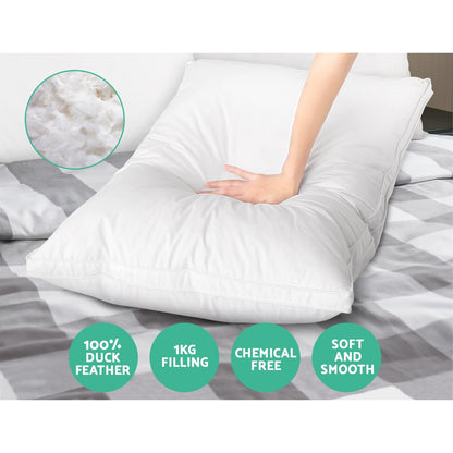 Luxury Duck Feather Down Pillow - Twin Pack
