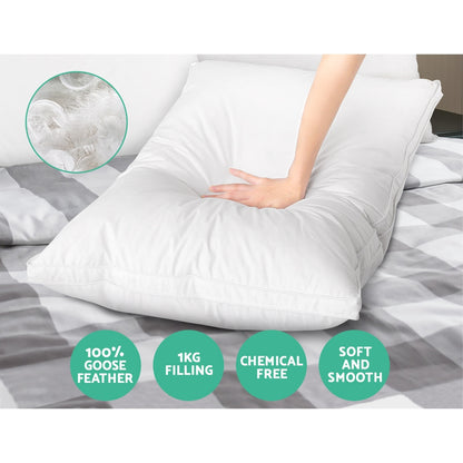 Goose Down Feather Pillow Luxury - Twin Pack