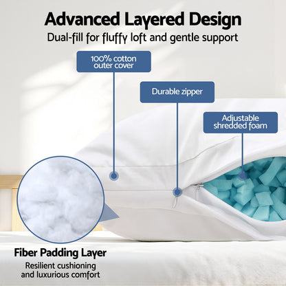 Giselle Shredded Memory Foam Pillow - Twin Pack