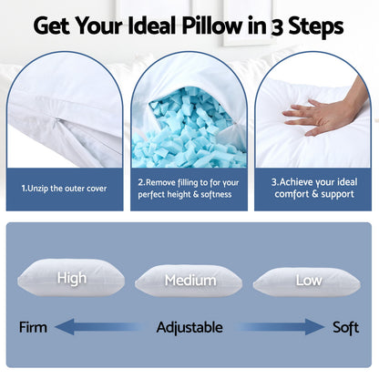 Giselle Shredded Memory Foam Pillow - Twin Pack