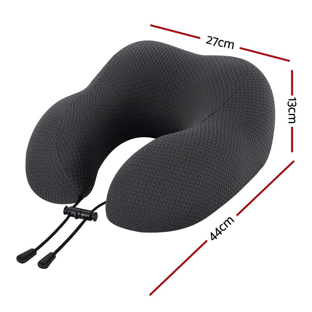 Memory Foam Travel Neck Pillow - Black