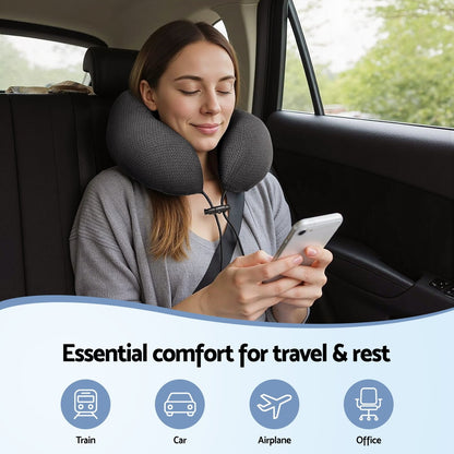 Memory Foam Travel Neck Pillow - Black