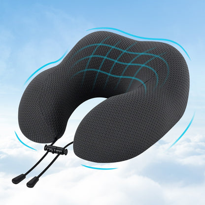 Memory Foam Travel Neck Pillow - Black