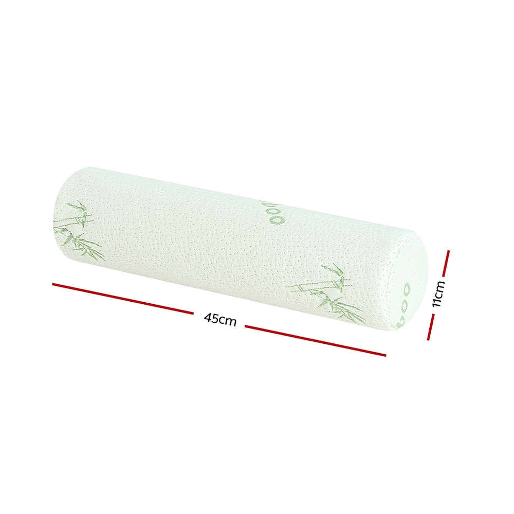 Memory Foam Neck Roll Pillow with Bamboo Cover
