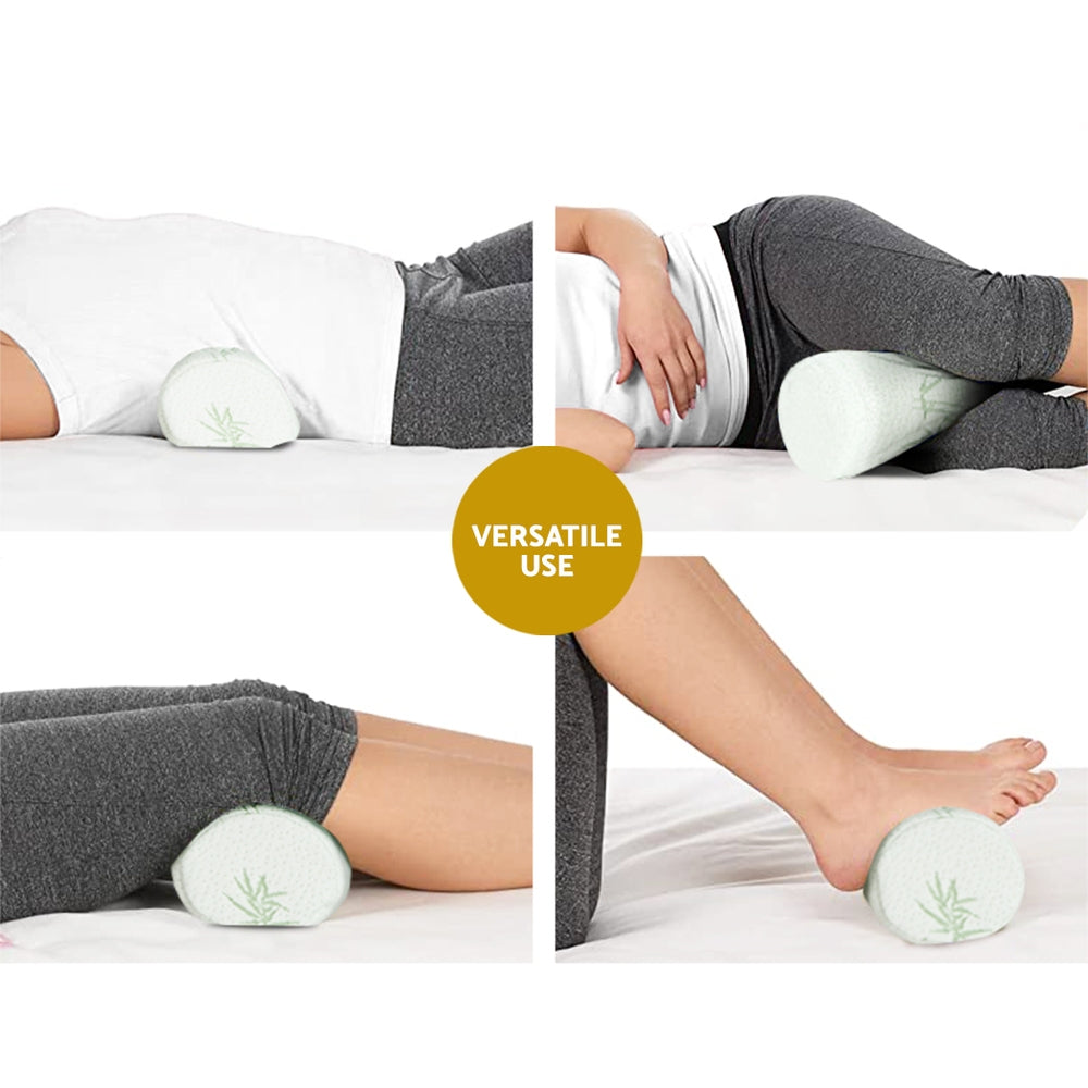Memory Foam Neck Roll Pillow with Bamboo Cover
