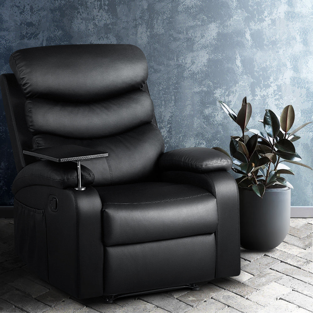 Erika Recliner Chair Leather - Black