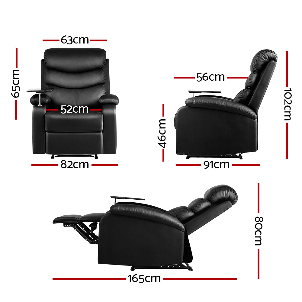 Erika Recliner Chair Leather - Black
