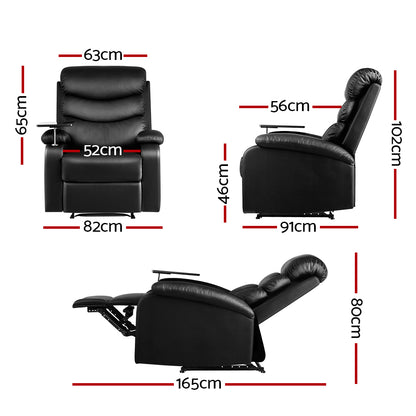 Erika Recliner Chair Leather - Black