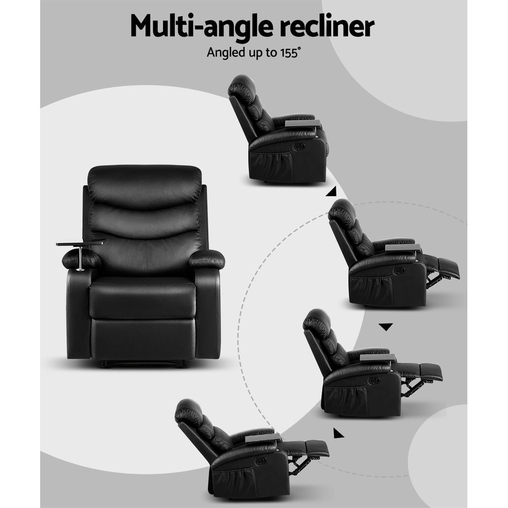 Erika Recliner Chair Leather - Black