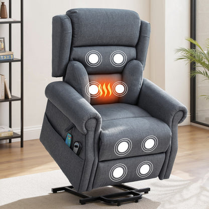 Massage Electric Recliner Chair Heated Sofa - Grey