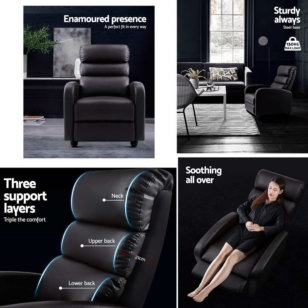 Bolivia Recliner Armchair - Brown Faux Leather