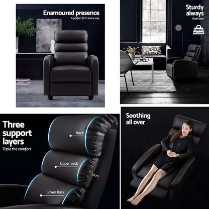 Bolivia Recliner Armchair - Brown Faux Leather