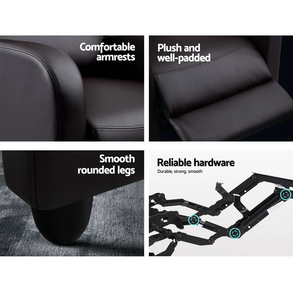 Bolivia Recliner Armchair - Brown Faux Leather