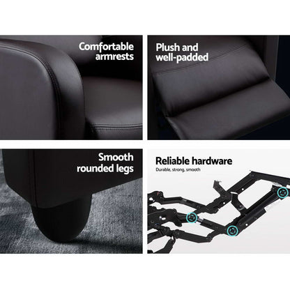 Bolivia Recliner Armchair - Brown Faux Leather