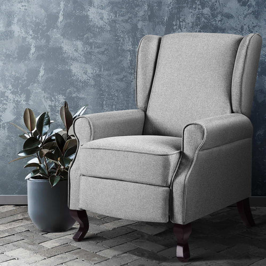 Domini Recliner Armchair - Grey Fabric