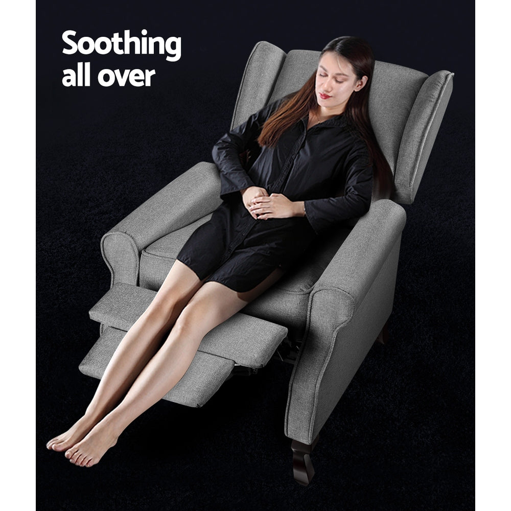 Domini Recliner Armchair - Grey Fabric