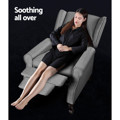 Domini Recliner Armchair - Grey Fabric